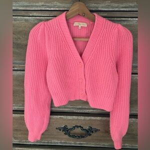 loveshackfancy hot pink cardigan
